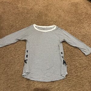 BKE striped tied slit top